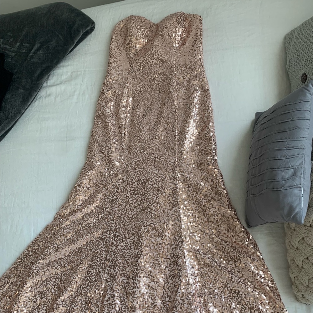 Azazie Pearl Pink strapless dress